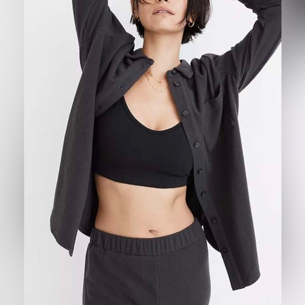 NWT- Madewell Black coal fleece layer shacket
